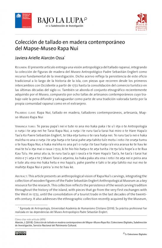 Colección de tallado en madera contemporáneo del Mapse-Museo Rapa Nui Colección de tallado en madera contemporáneo del Mapse-Museo Rapa Nui